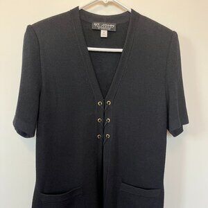 St. John Collection short sleeve Santana knit jacket, sz 4, black